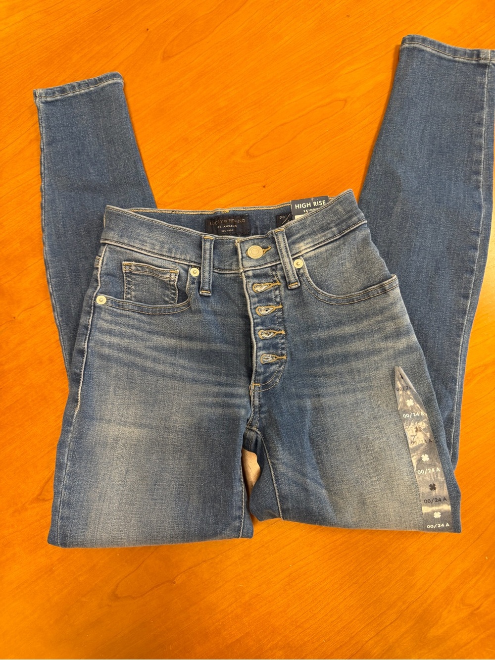 Lucky Brand High-Rise Button-Fly Jeans in Medium Blue Denim- size 24A